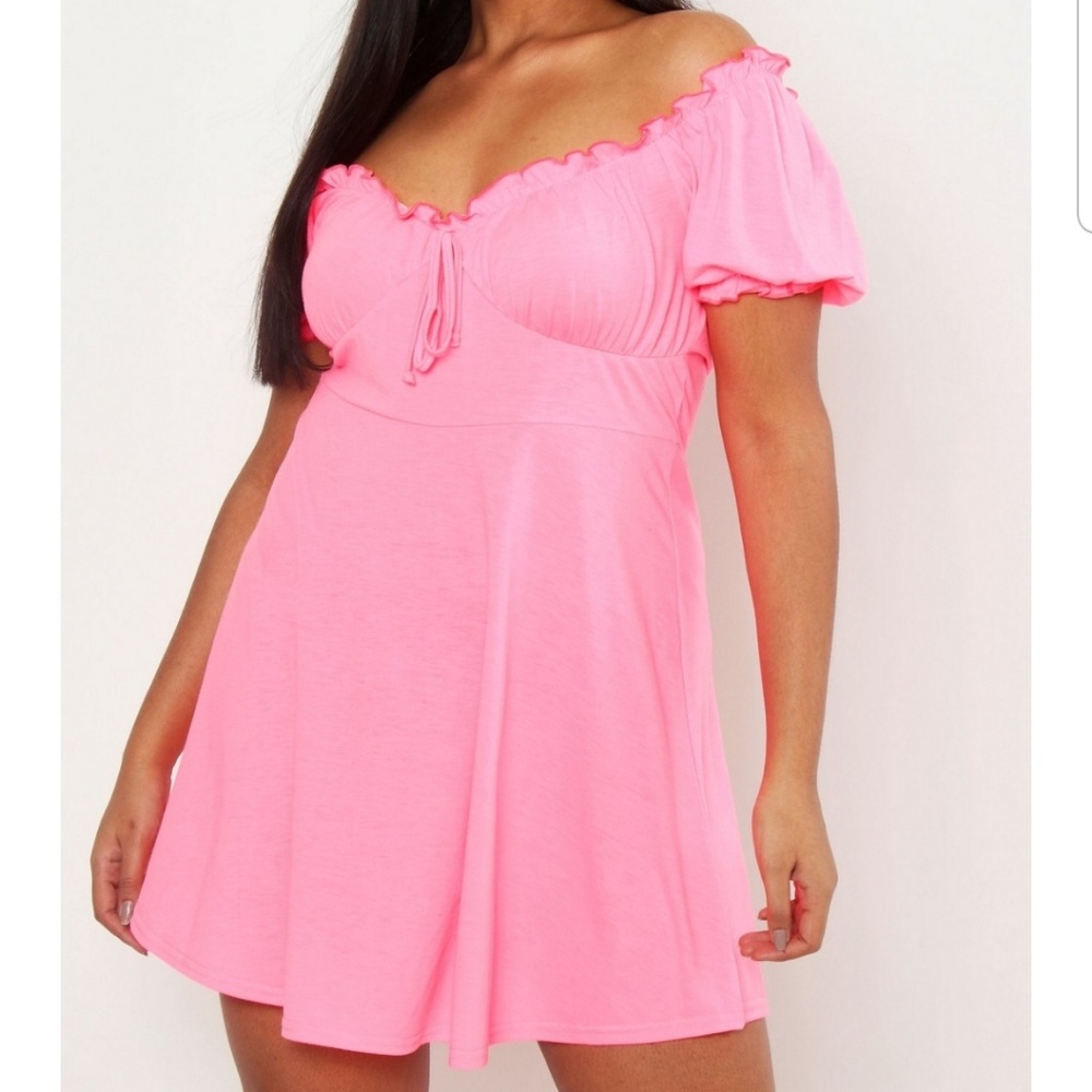Boo hoo Hot pink mini skater Dress